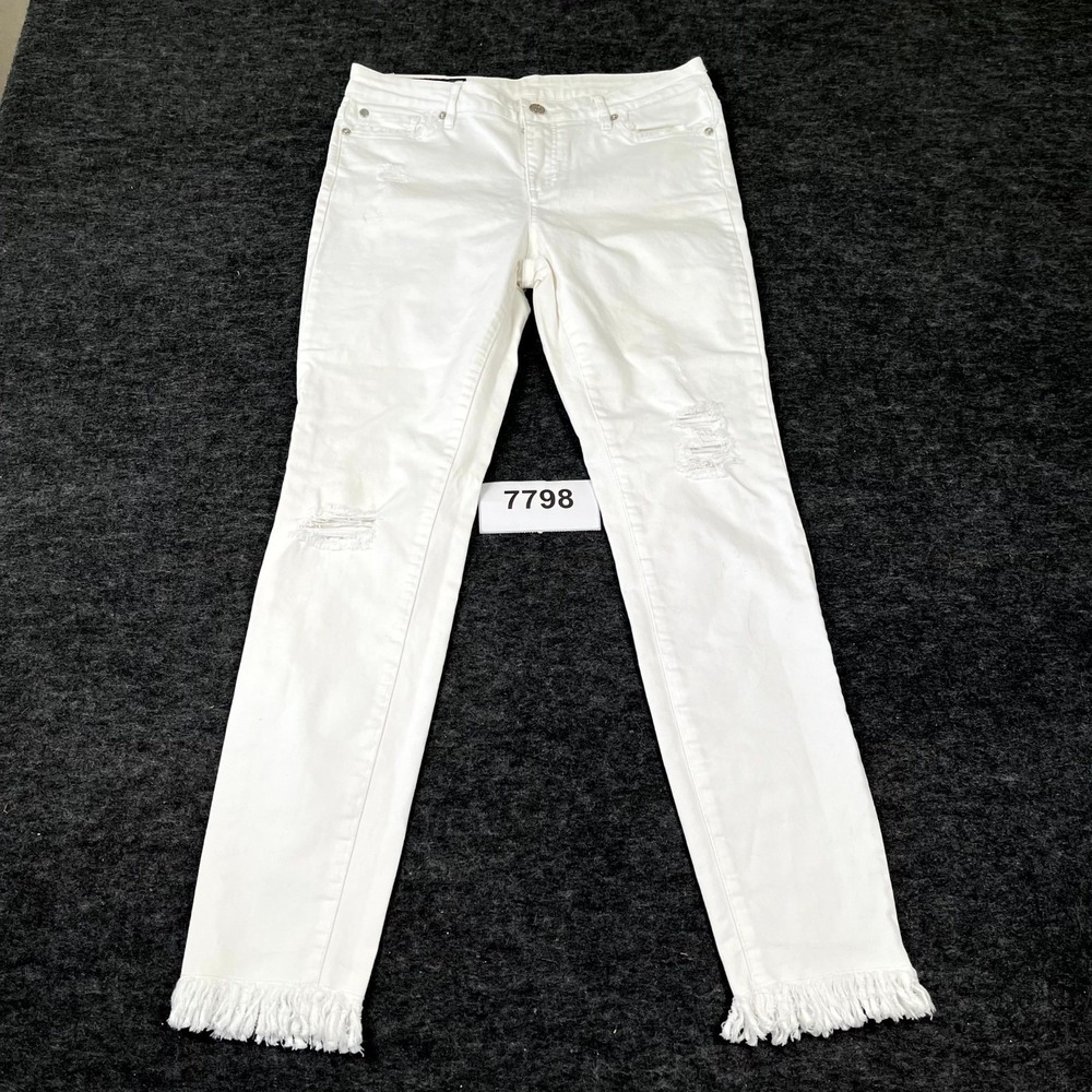 Armani Exchange Jeans Womens 29 White‎ Stretch Mid Rise Frayed Hem Distressed